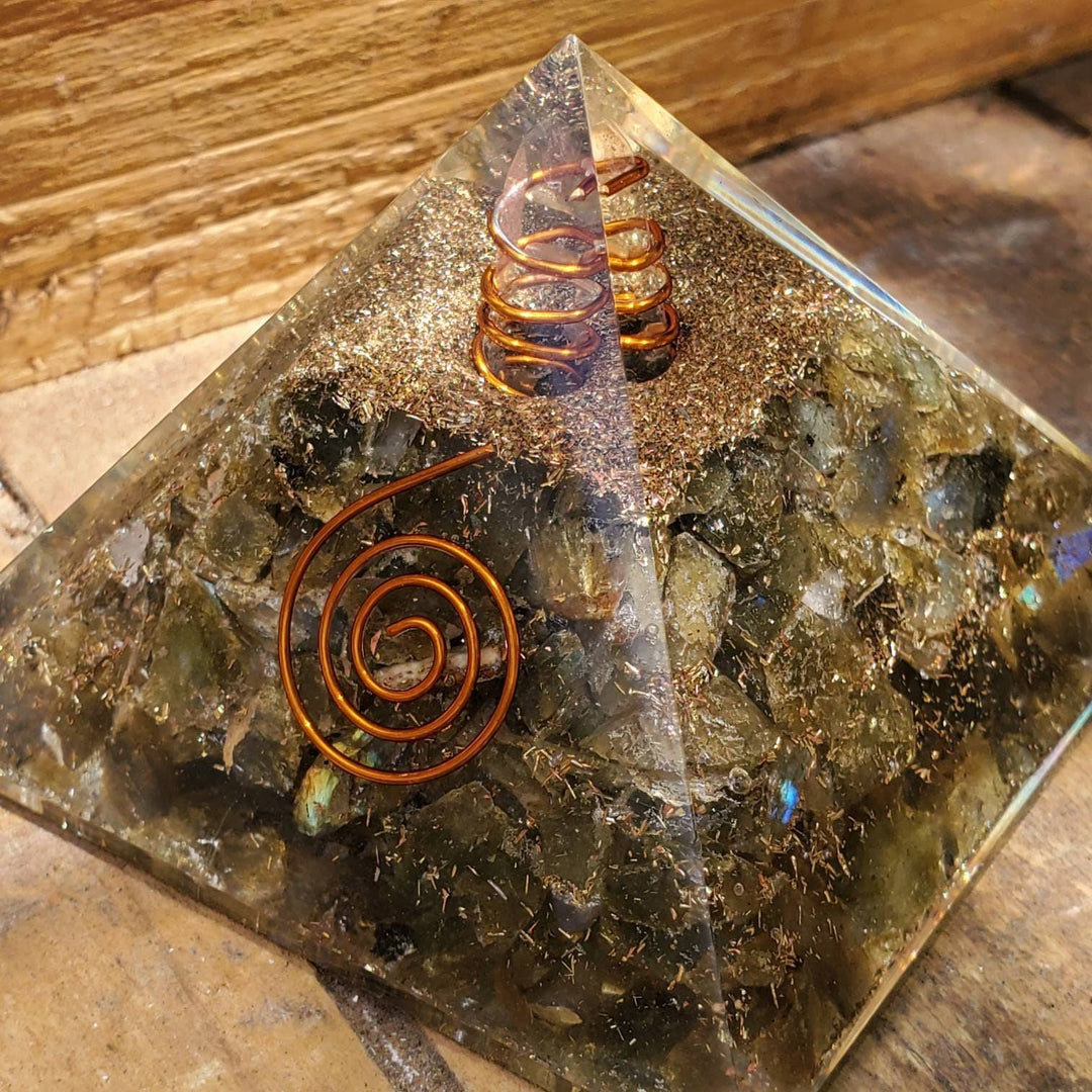 Large Orgonite Pyramids, Orgone Pyramind,  Labradorite Orgone Pyramid - SOUTHBAYSALTS 