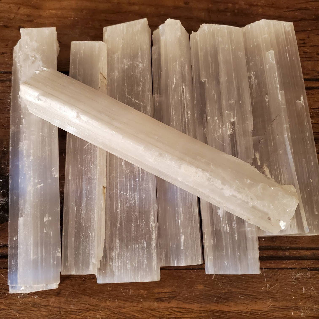 Morrocan Selenite Wands, Energy Cleansing Raw Morrocan Selenite Wands 6" long - SOUTHBAYSALTS 