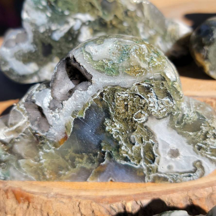 Moss Agate Clouds, Hand Carved Moss Agate Clouds - SOUTHBAYSALTS 