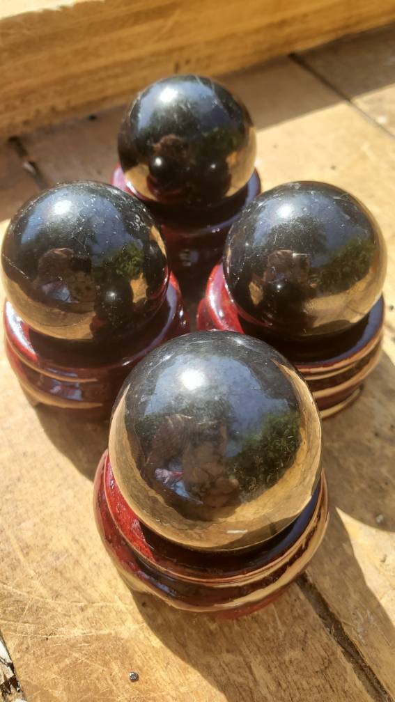 Polished Shungite Sphere, Shungite EMF Protection, Ancient Shungite Sphere - SOUTHBAYSALTS 