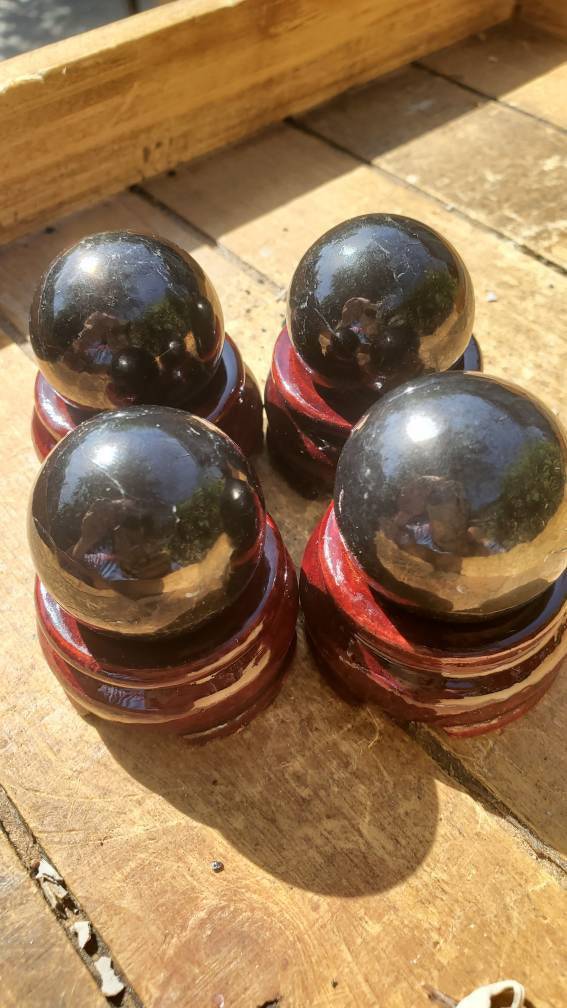 Polished Shungite Sphere, Shungite EMF Protection, Ancient Shungite Sphere - SOUTHBAYSALTS 