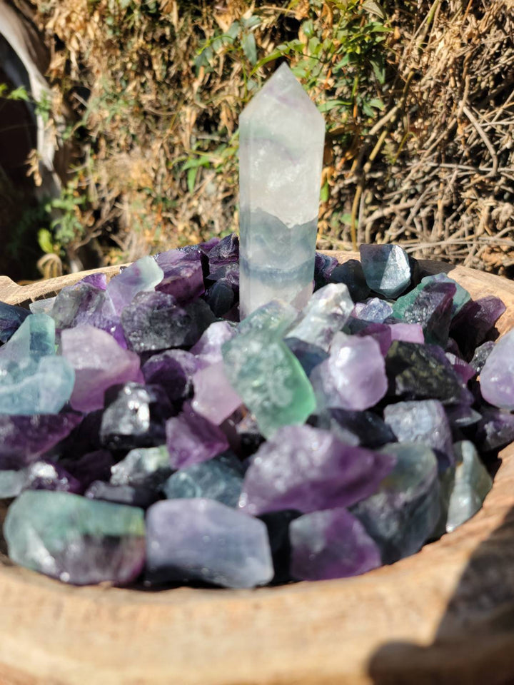 Raw Fluorite Pieces, Pocket-size Raw Fluorite,  Focus and Clarity Carry Arounds - SOUTHBAYSALTS 