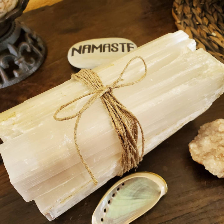 Selenite Gridding Stumps, Raw Selenite Stumps to put in corners of your Sanctuary, House, Property or Studio for Constant Energy Cleansing - SOUTHBAYSALTS 