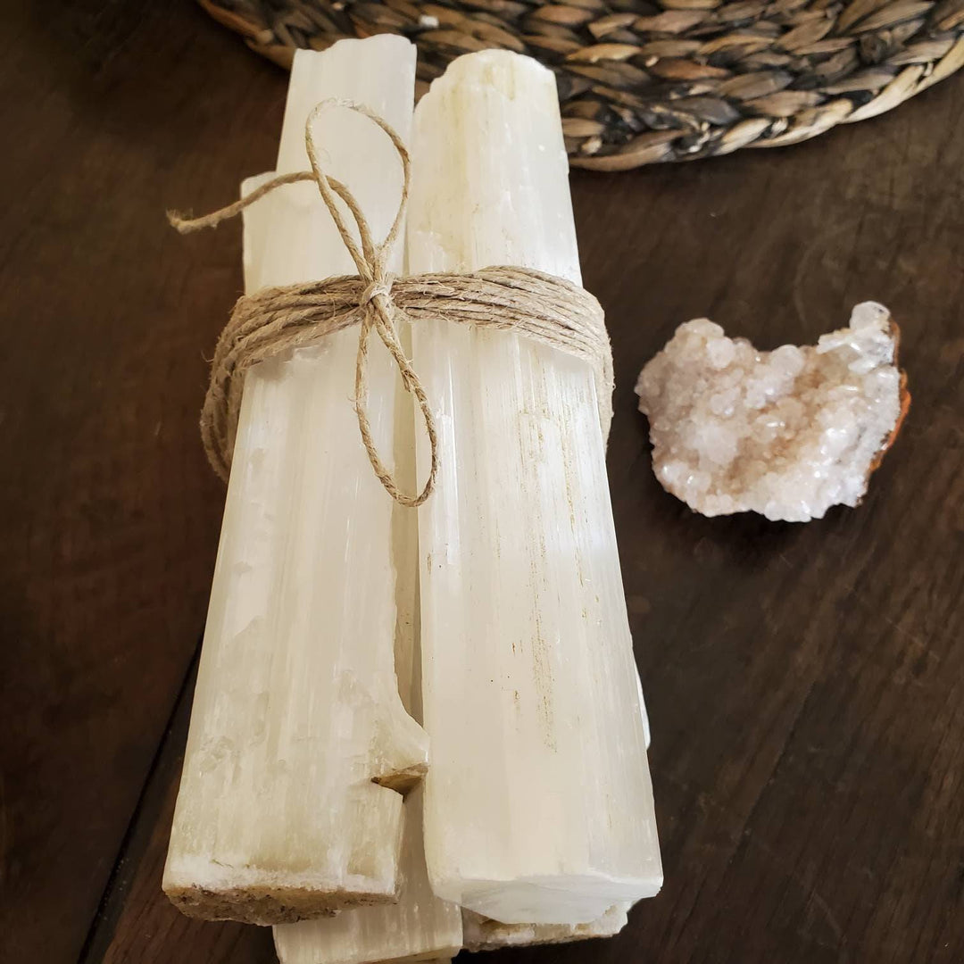 Selenite Gridding Stumps, Raw Selenite Stumps to put in corners of your Sanctuary, House, Property or Studio for Constant Energy Cleansing - SOUTHBAYSALTS 