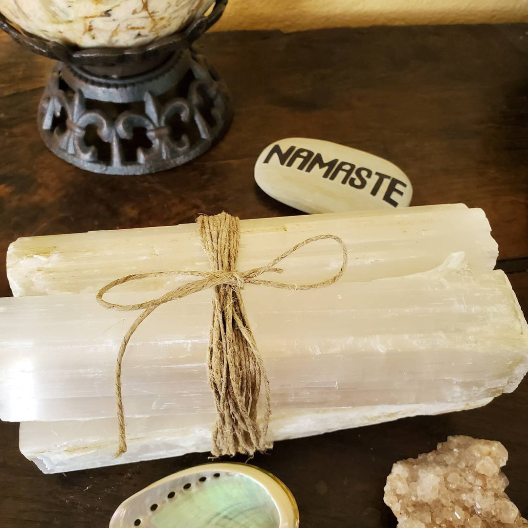 Selenite Gridding Stumps, Raw Selenite Stumps to put in corners of your Sanctuary, House, Property or Studio for Constant Energy Cleansing - SOUTHBAYSALTS 