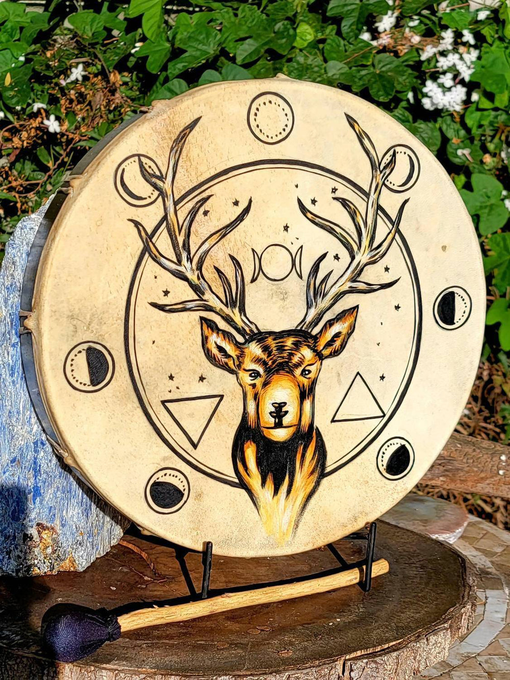 Stag Moon Phase Drum—Where Art Meets Harmony - SOUTHBAYSALTS 