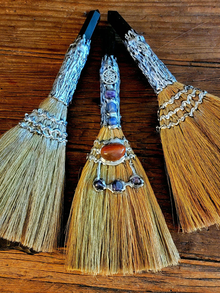 Crystal embedded Broomsticks, Crystal Charmed Besoms - SOUTHBAYSALTS 