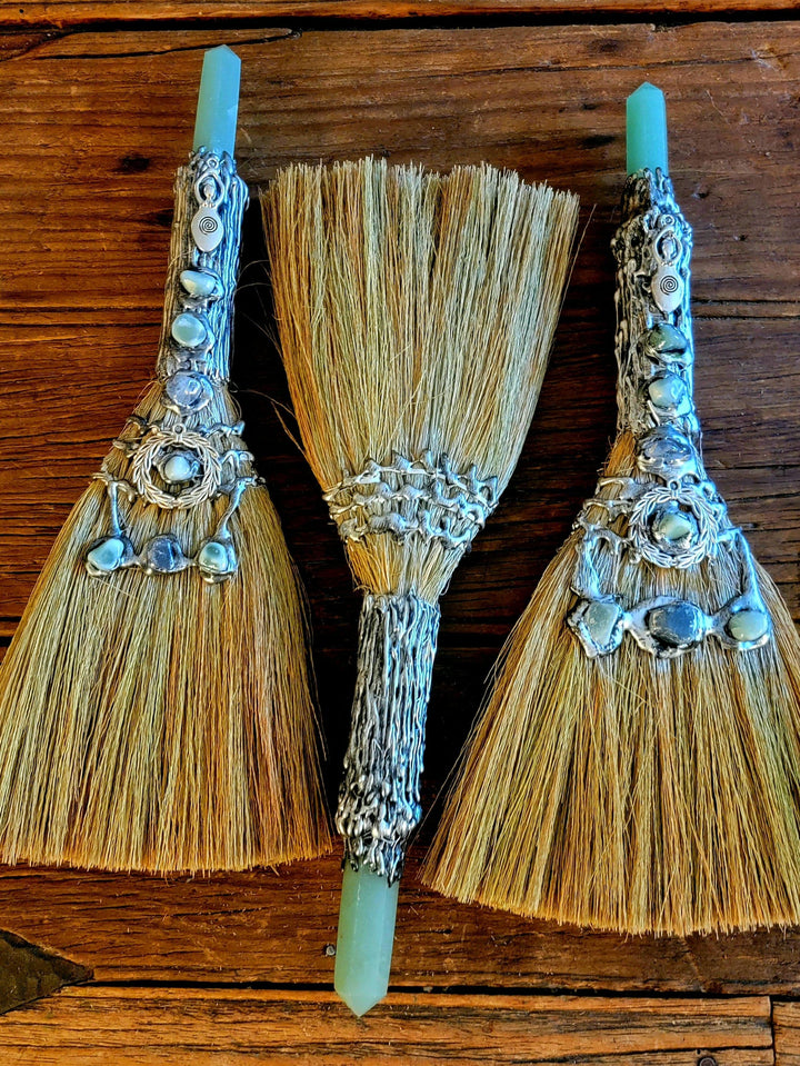 Crystal embedded Broomsticks, Crystal Charmed Besoms - SOUTHBAYSALTS 