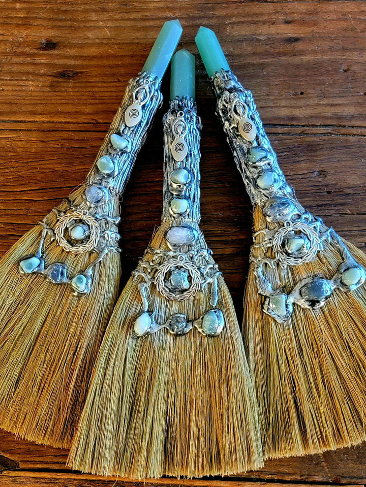 Crystal embedded Broomsticks, Crystal Charmed Besoms - SOUTHBAYSALTS 