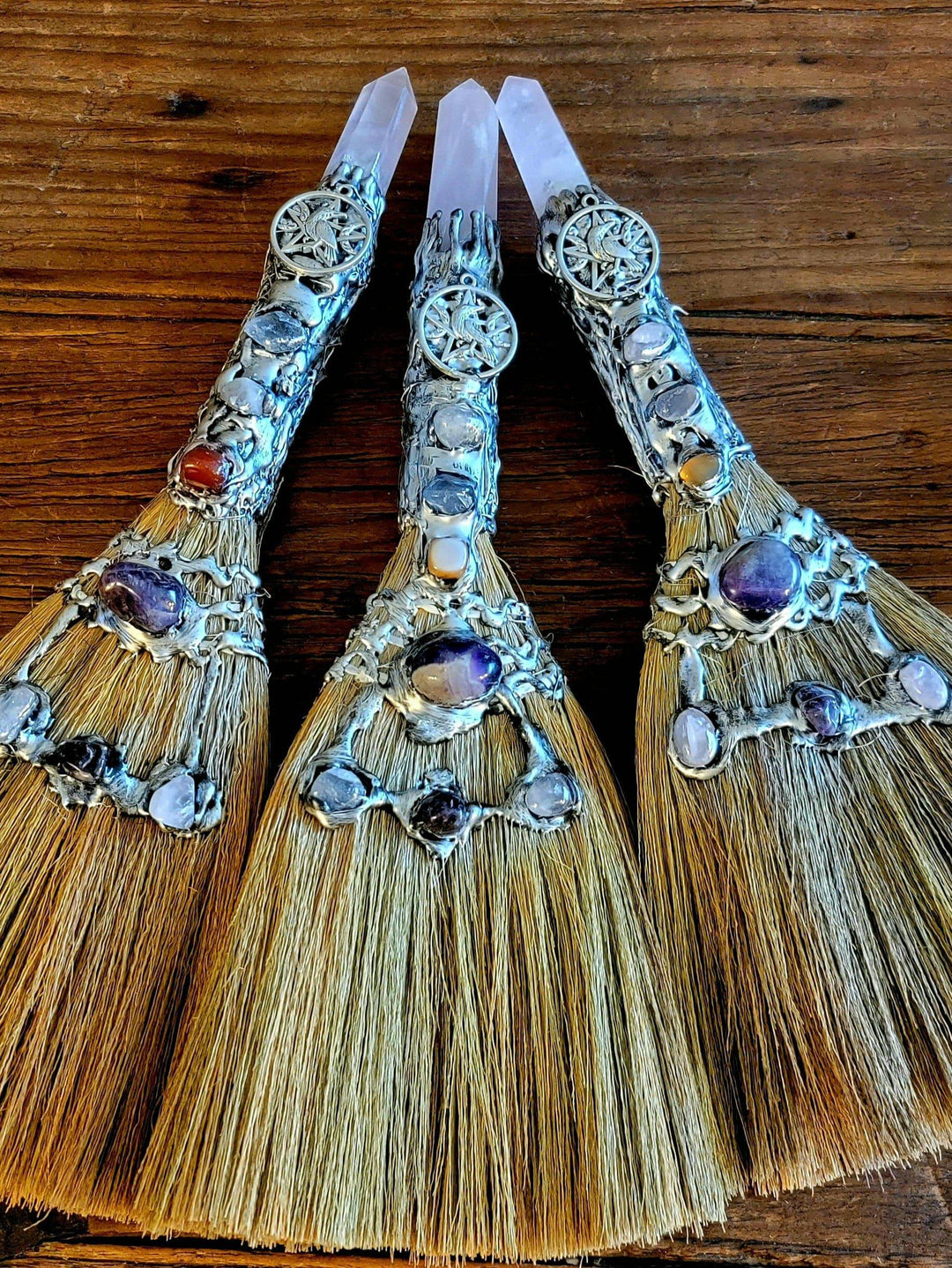 Crystal embedded Broomsticks, Crystal Charmed Besoms - SOUTHBAYSALTS 