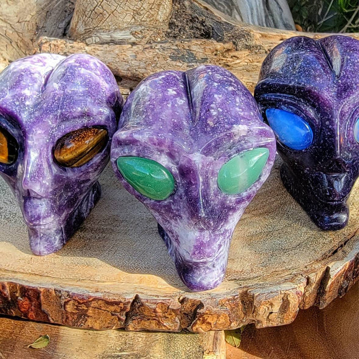 Alien Heads Crystal Carving, Skull Sparkle: Unearth Your Energy with Alien Crystal Wonders - SOUTHBAYSALTS 