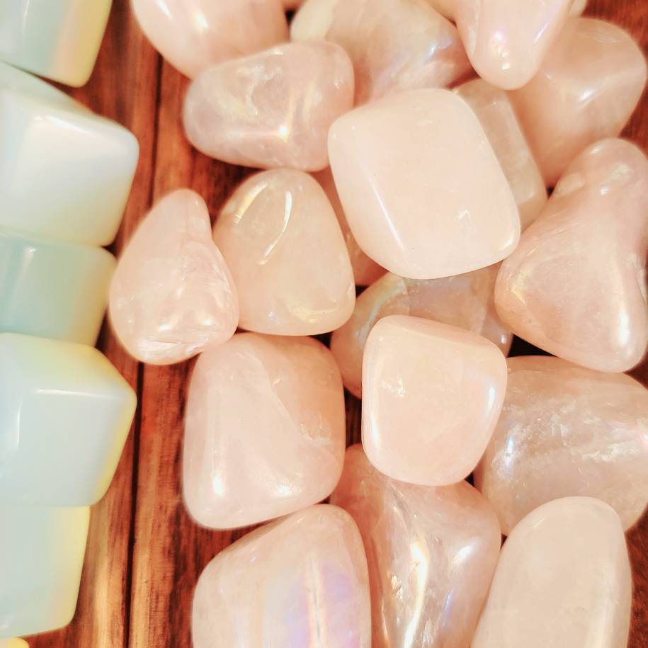 Opalite Cubes and Aura Rose Quartz Tumbles - SOUTHBAYSALTS 