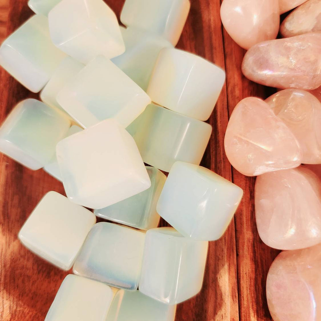 Opalite Cubes and Aura Rose Quartz Tumbles - SOUTHBAYSALTS 