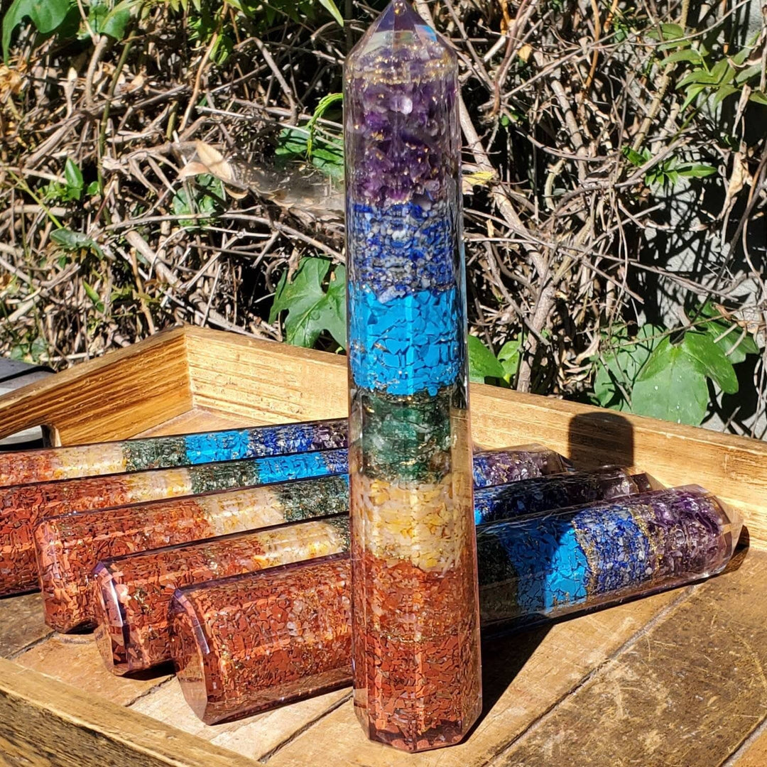 Orgone Towers,  7 Crystal Orgonite Tower - SOUTHBAYSALTS 