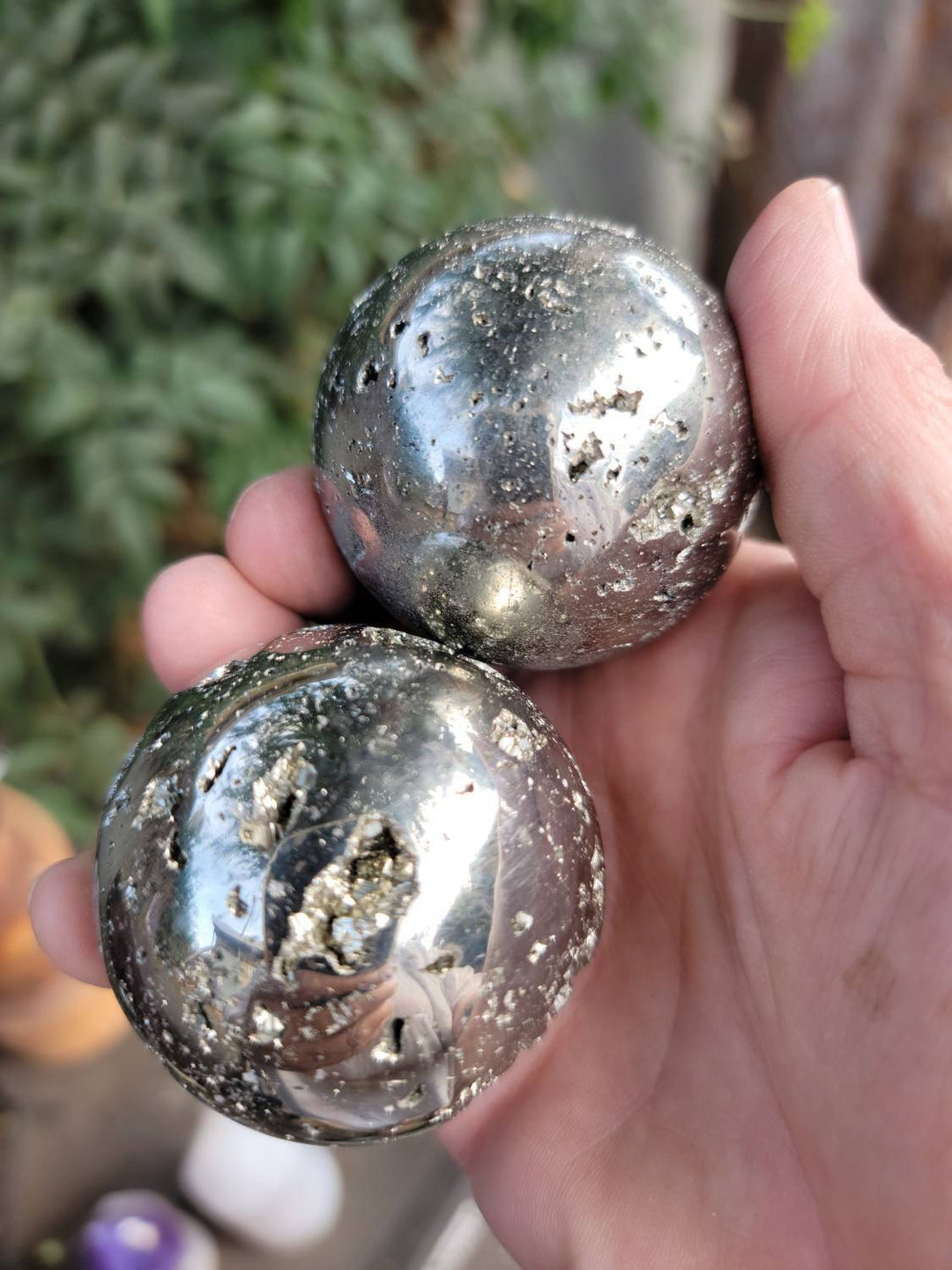 Pyrite Spheres, Peruvian Pyrite Sphere, Energy of Protection of Pyrite, Pyrite aka Precious Fools Gold - SOUTHBAYSALTS 