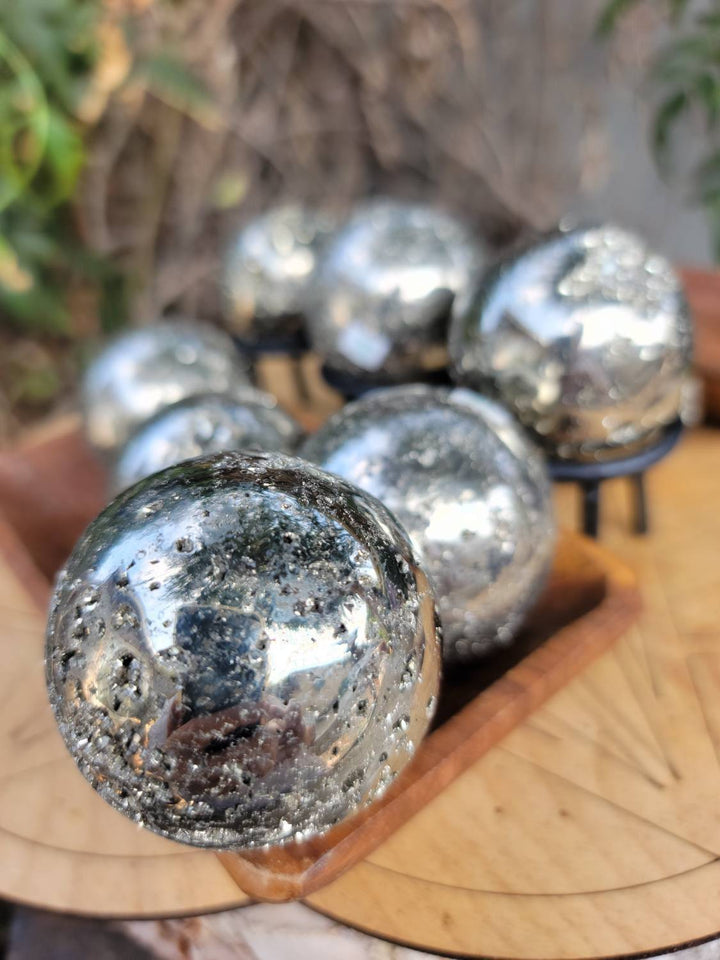 Pyrite Spheres, Peruvian Pyrite Sphere, Energy of Protection of Pyrite, Pyrite aka Precious Fools Gold - SOUTHBAYSALTS 