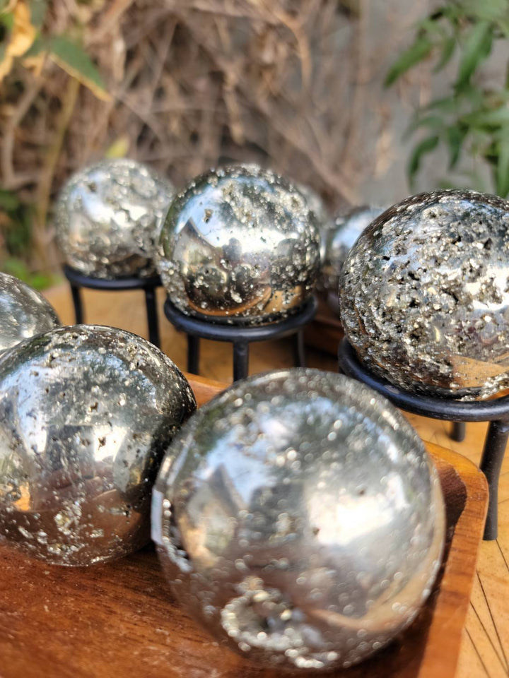 Pyrite Spheres, Peruvian Pyrite Sphere, Energy of Protection of Pyrite, Pyrite aka Precious Fools Gold - SOUTHBAYSALTS 