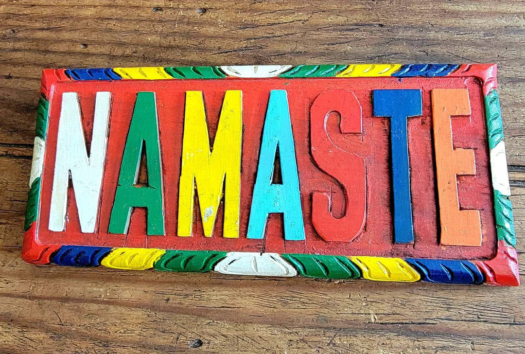 Hand Painted Wood Nameste Signs, Hand Painted Om Mani Padme Hum Signs, Hand Painted Ganesh Wall Hangings - SOUTHBAYSALTS 