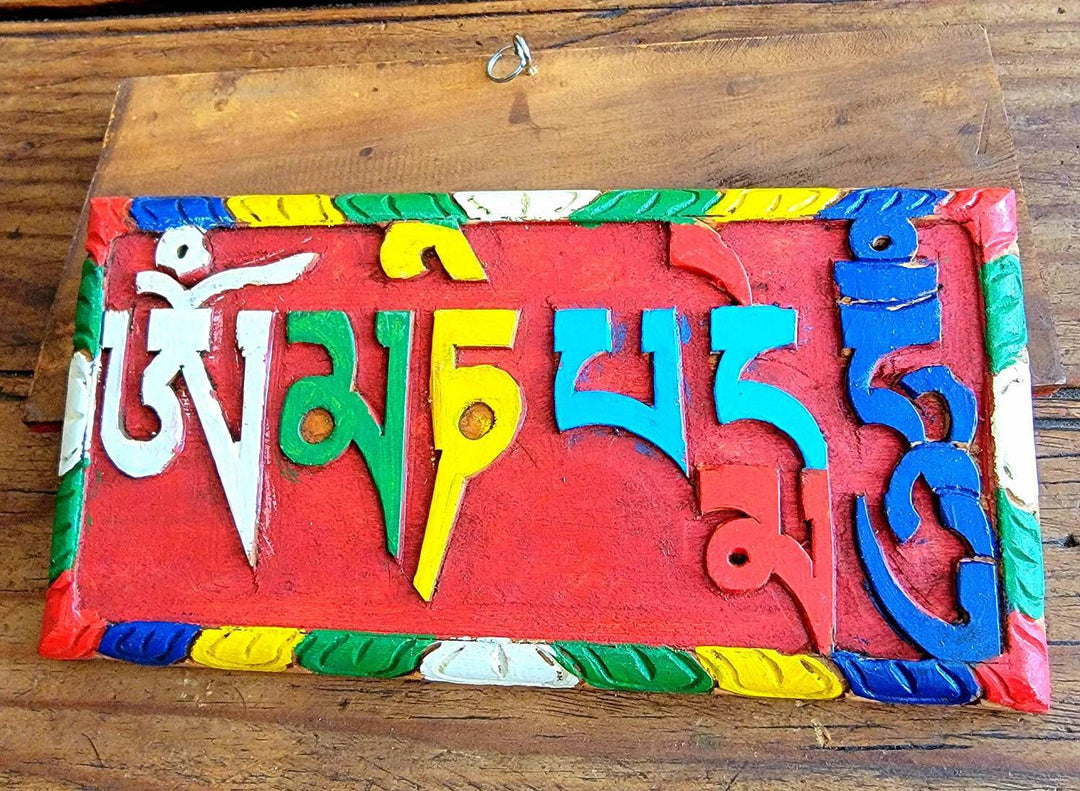 Hand Painted Wood Nameste Signs, Hand Painted Om Mani Padme Hum Signs, Hand Painted Ganesh Wall Hangings - SOUTHBAYSALTS 